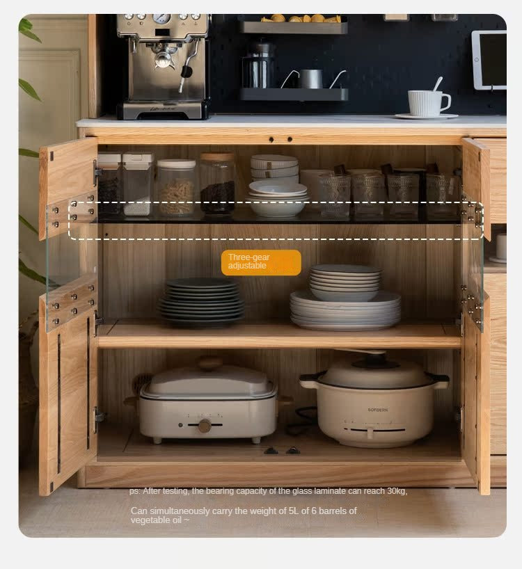 Oak Solid Wood Sideboard Modern Buffet Cabinet