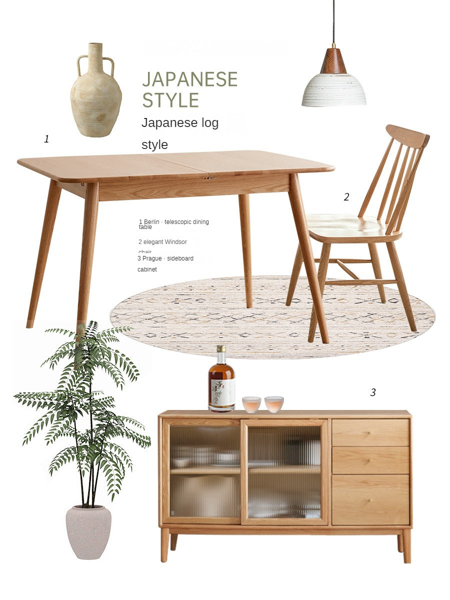 Oak Solid Wood Sideboard Modern Buffet Cabinet