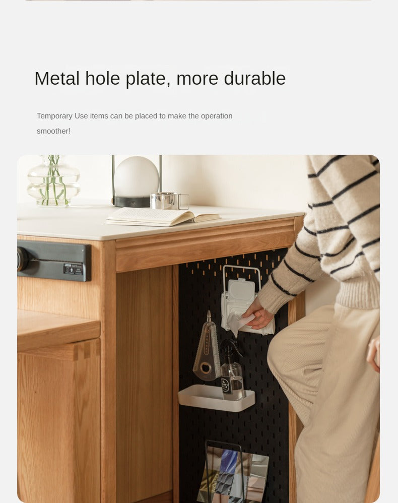 Oak Solid Wood Rock Plate Island Multi-Functional Dining Sideboard
