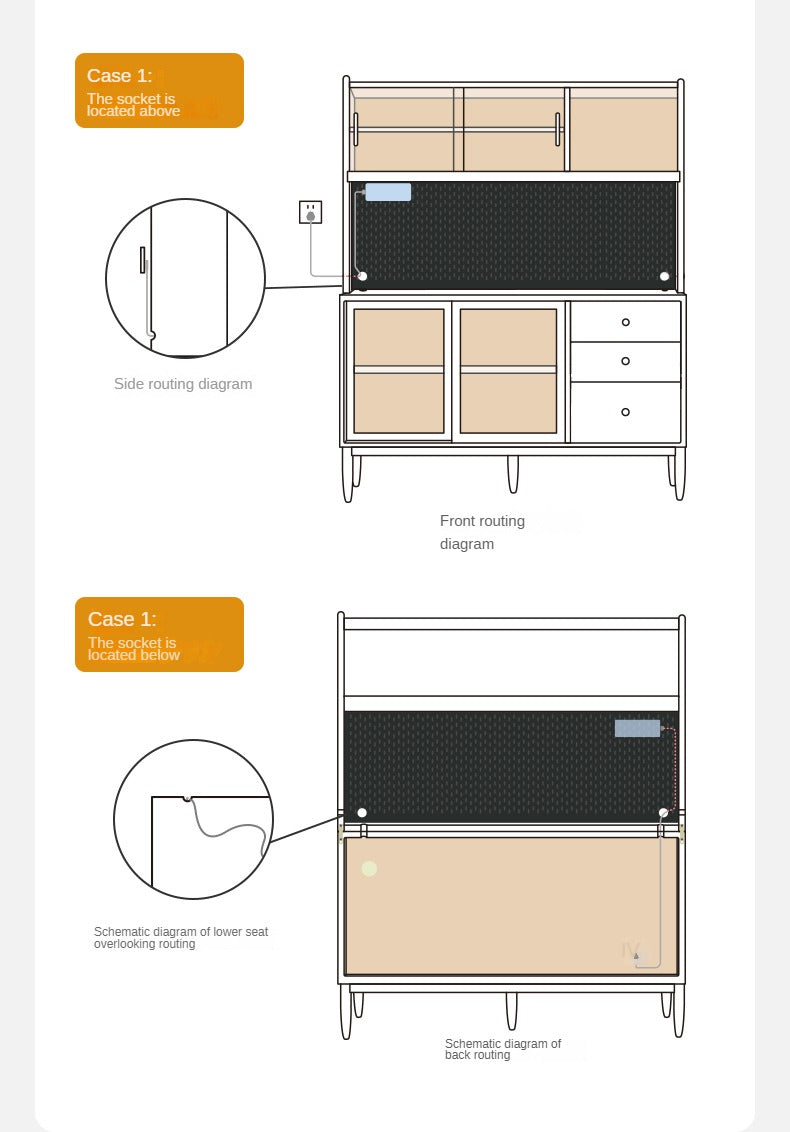 Black Walnut Solid Woof Sideboard Integrated High Cabinet Glass