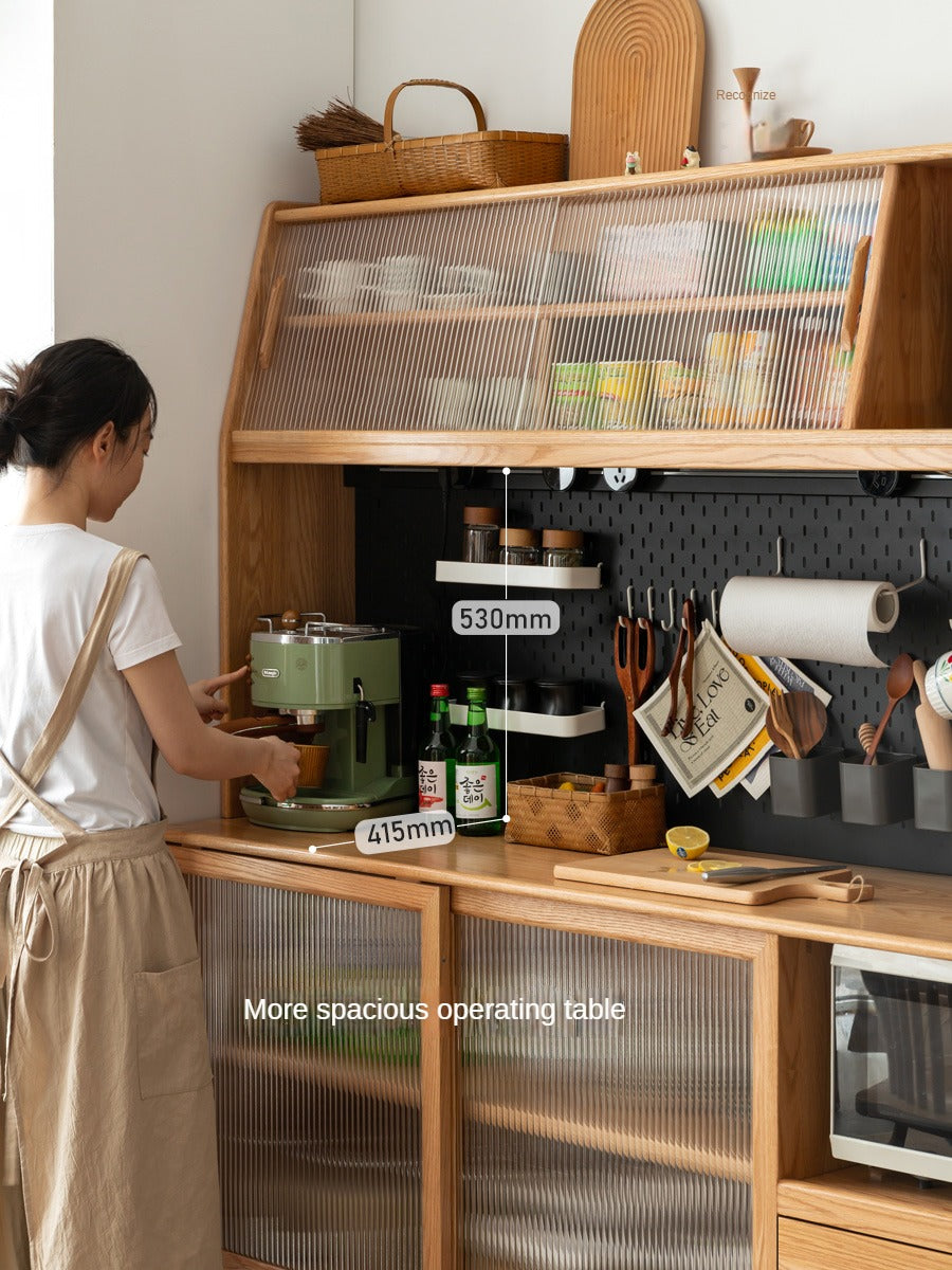 Oak Solid Wood Sideboard Multi-Functional Buffet Cabinet