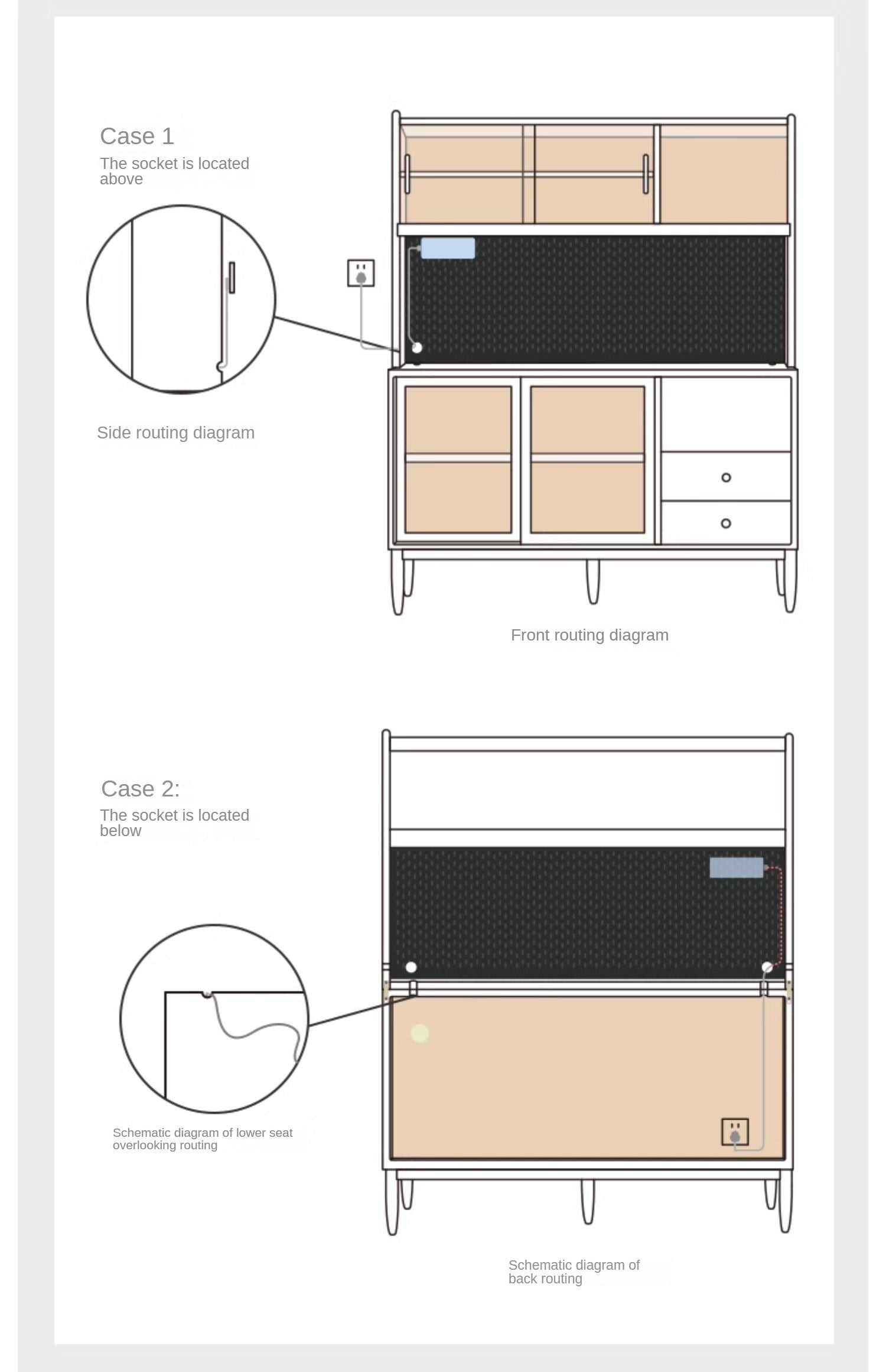 Ash Solid Wood Sideboard Multi-Functional Buffet Cabinet