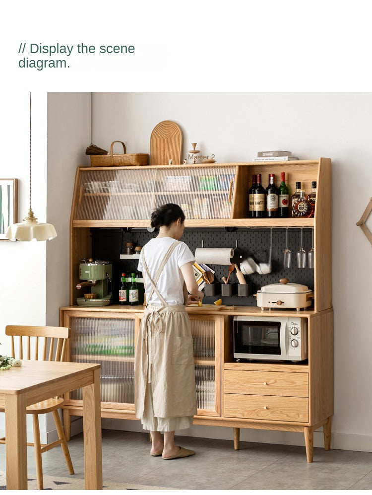 Ash Solid Wood Sideboard Multi-Functional Buffet Cabinet