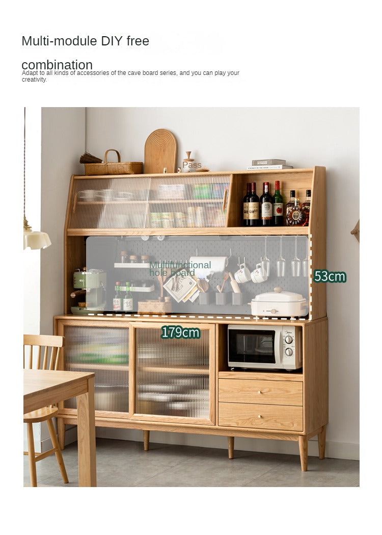 Oak Solid Wood Sideboard Multi-Functional Buffet Cabinet