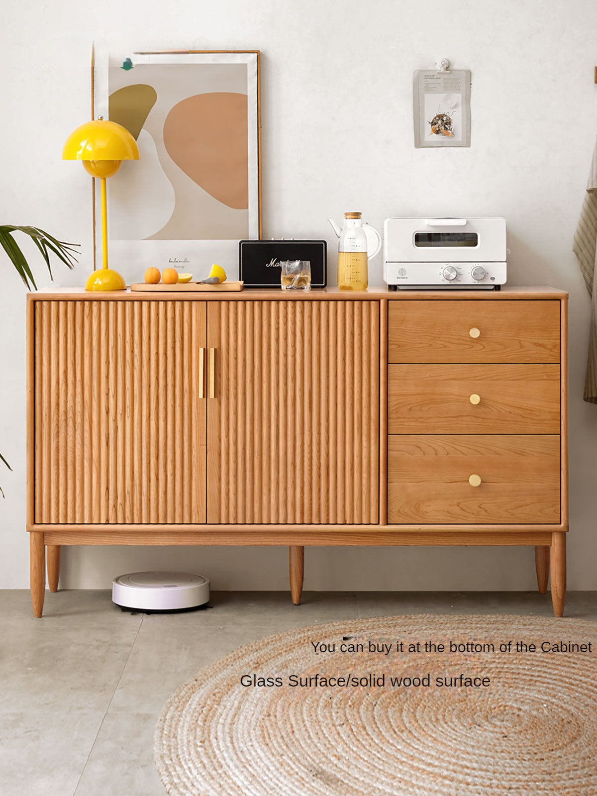 Cherry Solid Wood Sideboard High Cabinet Multi-Functional Buffet