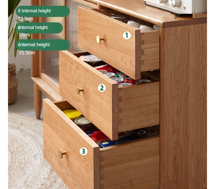 Cherry Solid Wood Sideboard High Cabinet Multi-Functional Buffet