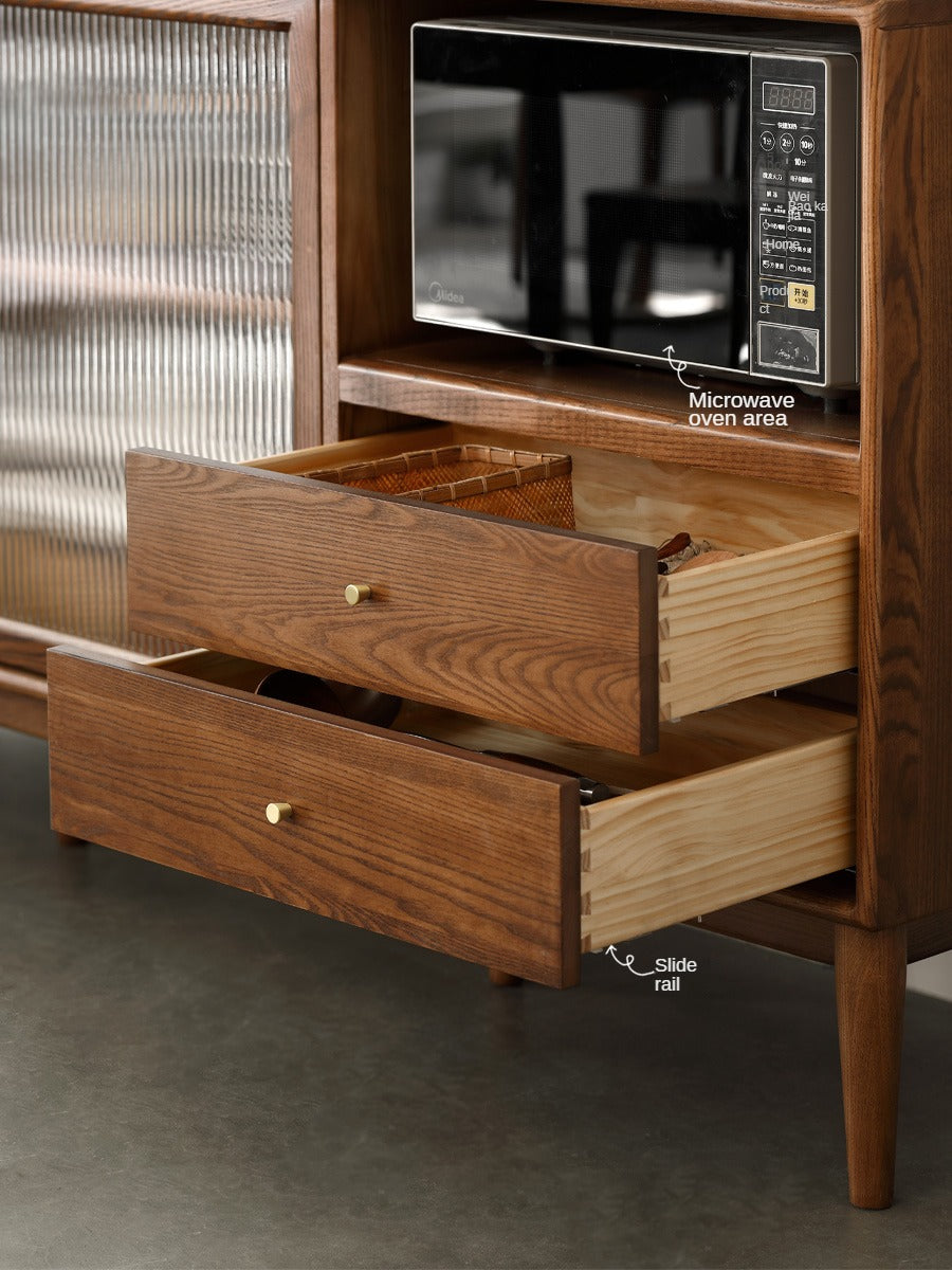 Ash Solid Wood Sideboard High Wine Cabinet Buffet