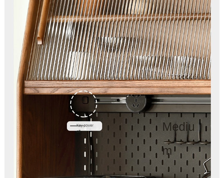 Ash Solid Wood Sideboard High Wine Cabinet Buffet