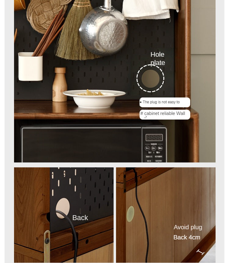 Ash Solid Wood Sideboard High Wine Cabinet Buffet