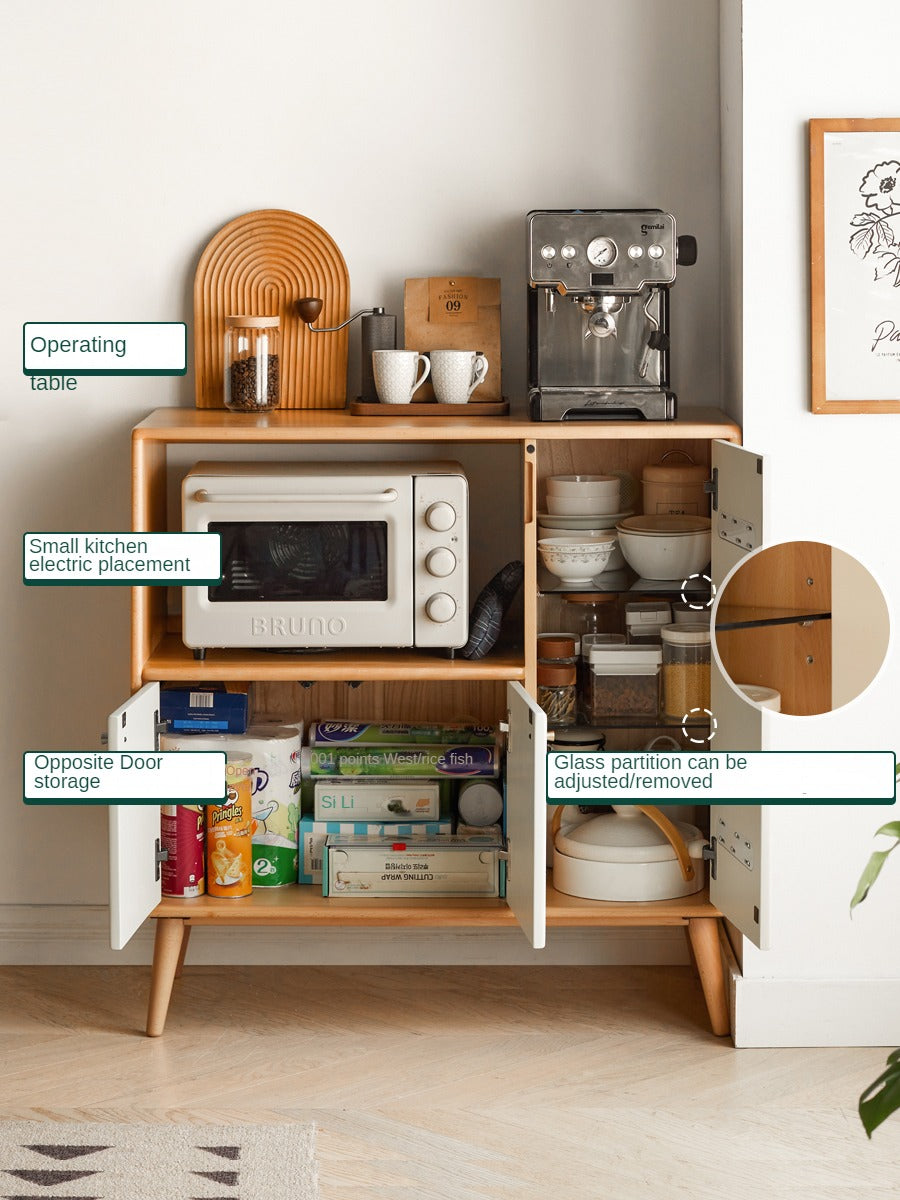 Beech Solid Wood Meal White Storage Cabinet