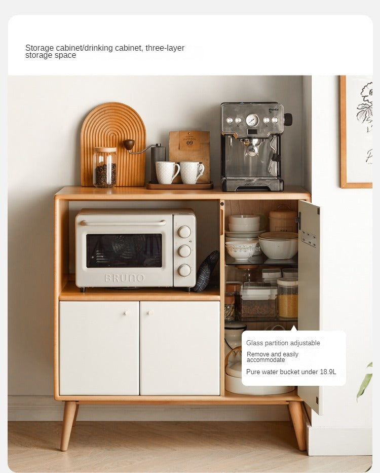 Beech Solid Wood Meal White Storage Cabinet