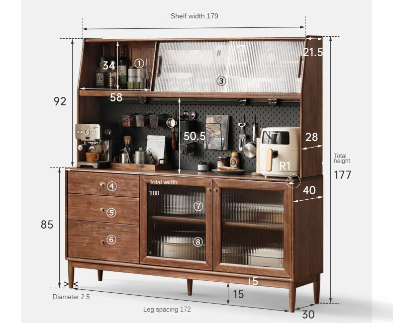 Black Walnut , South American Walnut Solid Wood Sideboard, Buffet Cabinet