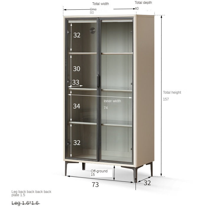 Poplar Solid Wood Wine Cabinet, Display Cabinet Glass Door Light Luxury