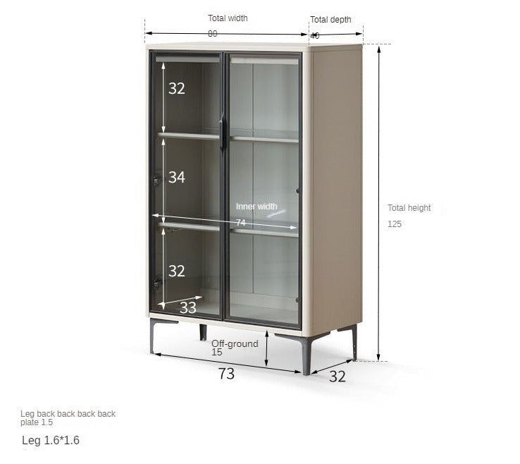 Poplar Solid Wood Wine Cabinet, Display Cabinet Glass Door Light Luxury