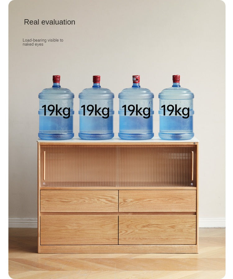 Oak Solid Wood, Solid RubberWood Slate Ultra-Narrow Sideboard