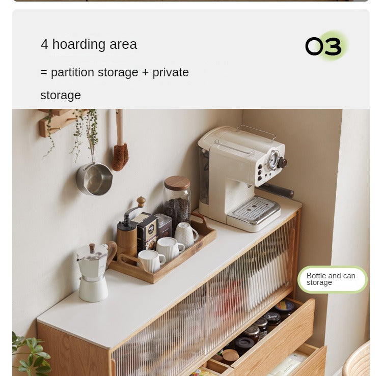 Oak Solid Wood, Solid RubberWood Slate Ultra-Narrow Sideboard