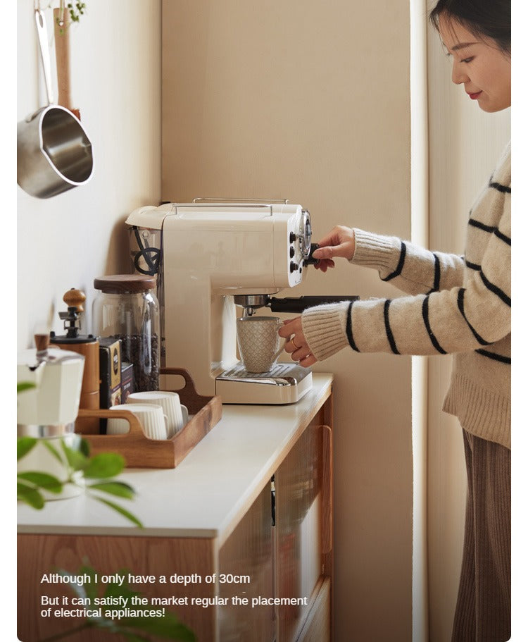 Oak Solid Wood, Solid RubberWood  Slate Ultra-Narrow Sideboard