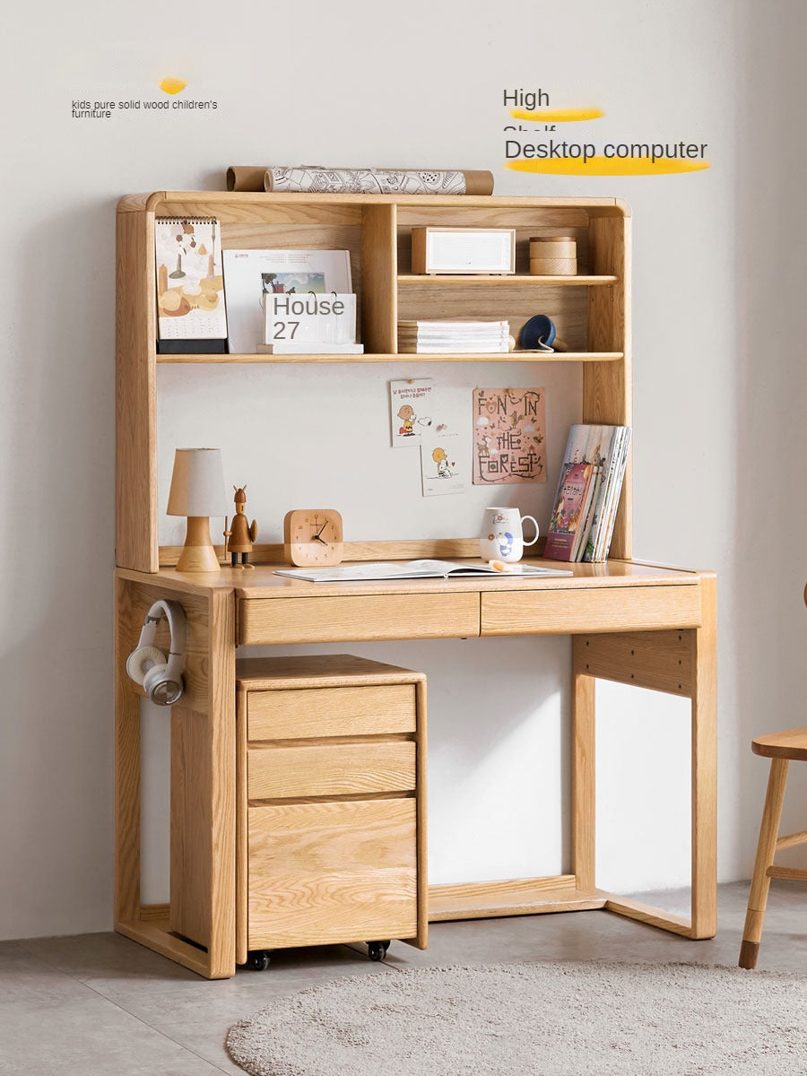Beech Solid Wood Desk Can Be Lifted and Adjusted