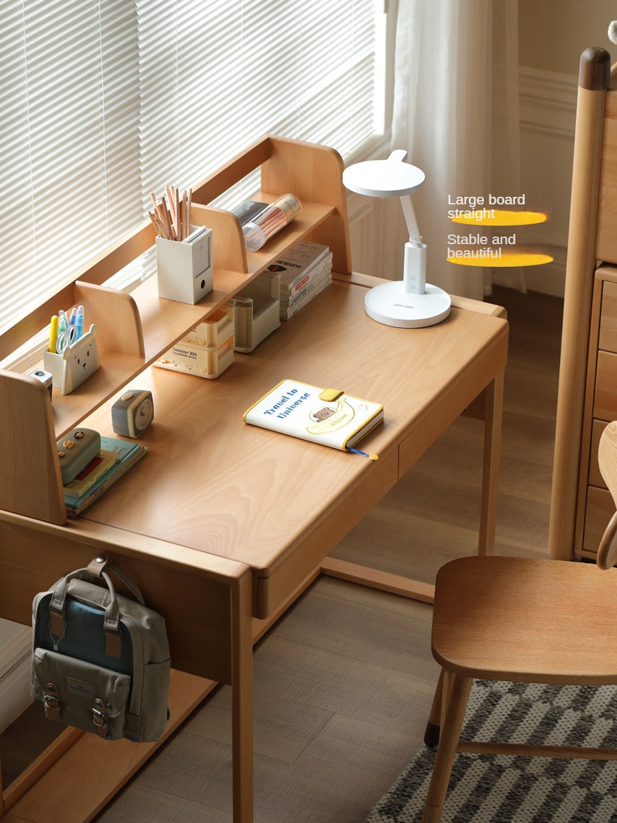 Beech Solid Wood Desk Can Be Lifted and Adjusted
