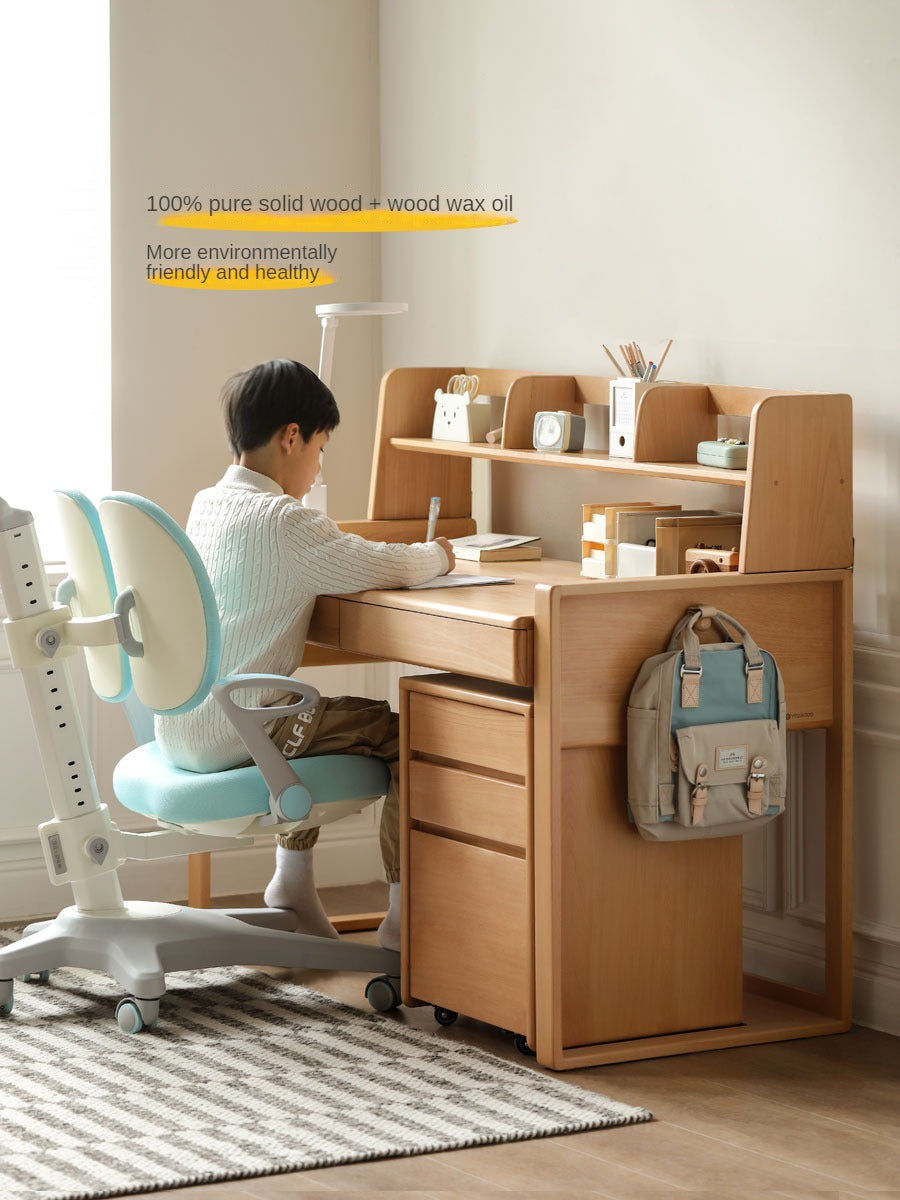 Beech Solid Wood Desk Can Be Lifted and Adjusted