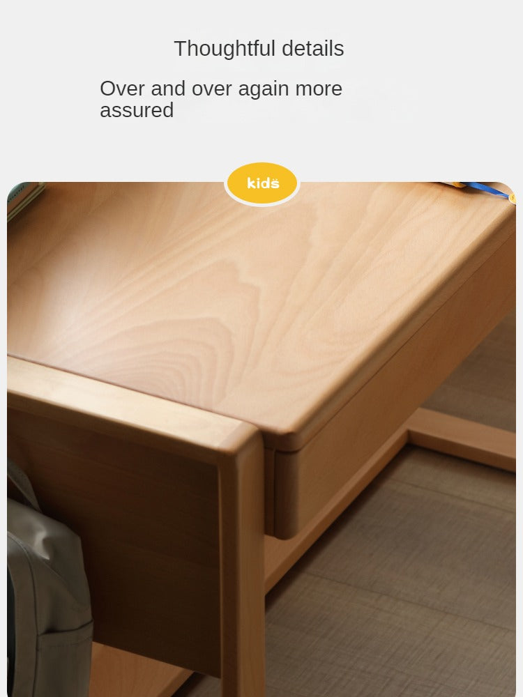 Beech Solid Wood Desk Can Be Lifted and Adjusted