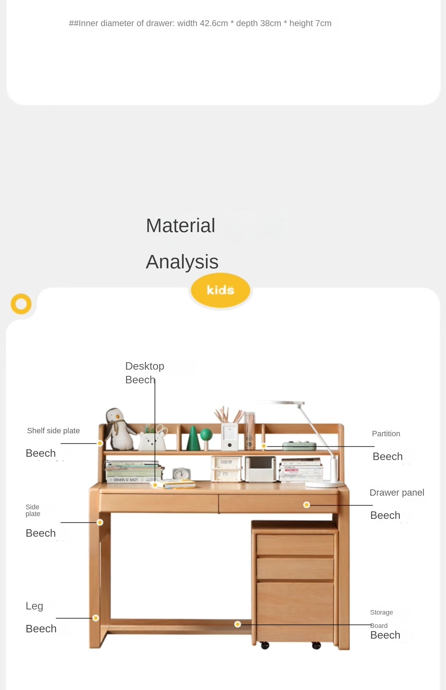 Beech Solid Wood Desk Can Be Lifted and Adjusted