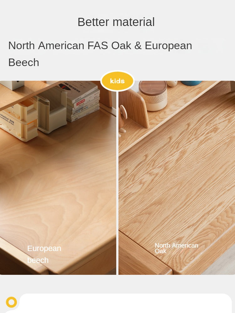 Beech Solid Wood Desk Can Be Lifted and Adjusted