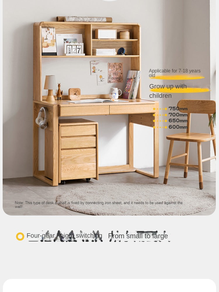Beech Solid Wood Desk Can Be Lifted and Adjusted