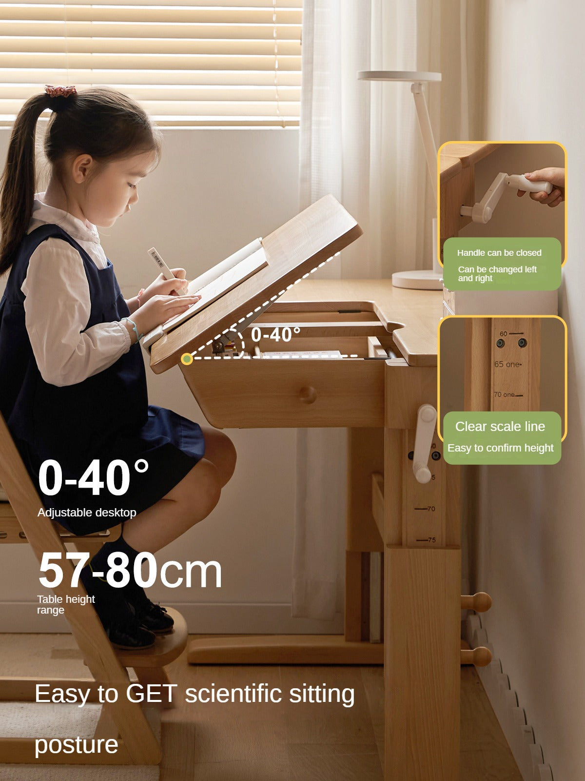 Beech Solid Wood Lifting Kids Table