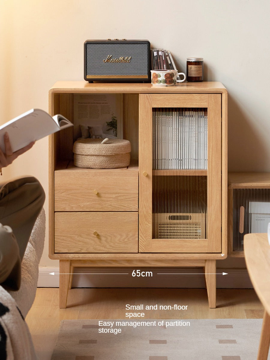 Rubberwood, Beech, Oak Solid Wood Nordic Side Cabinet