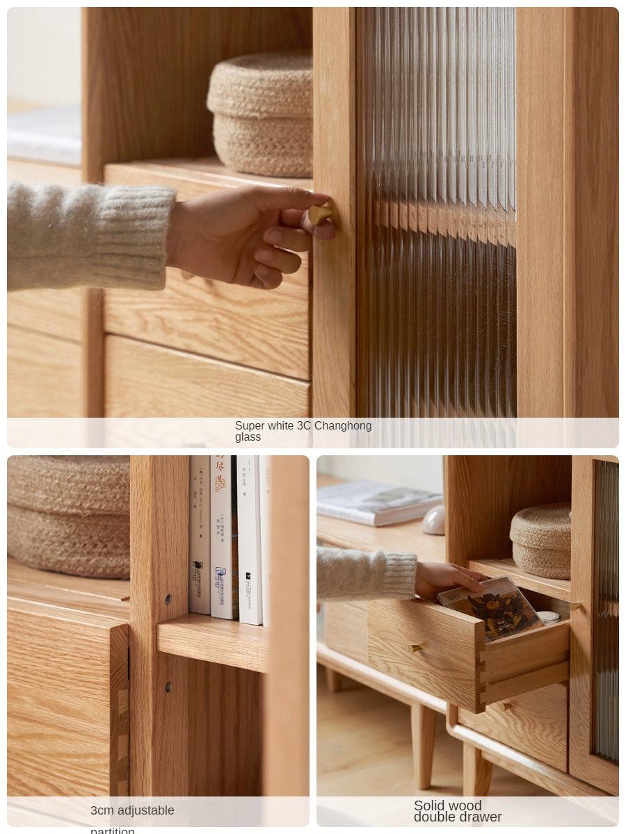 Rubberwood, Beech, Oak Solid Wood Nordic Side Cabinet