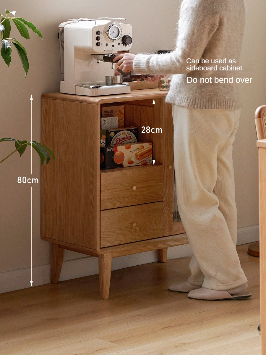 Rubberwood, Beech, Oak Solid Wood Nordic Side Cabinet
