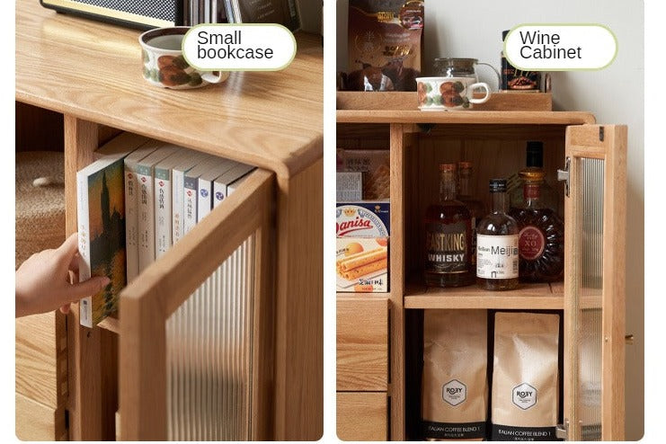 Rubberwood, Beech, Oak Solid Wood Nordic Side Cabinet