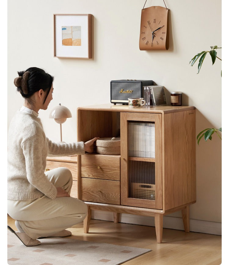 Rubberwood, Beech, Oak Solid Wood Nordic Side Cabinet