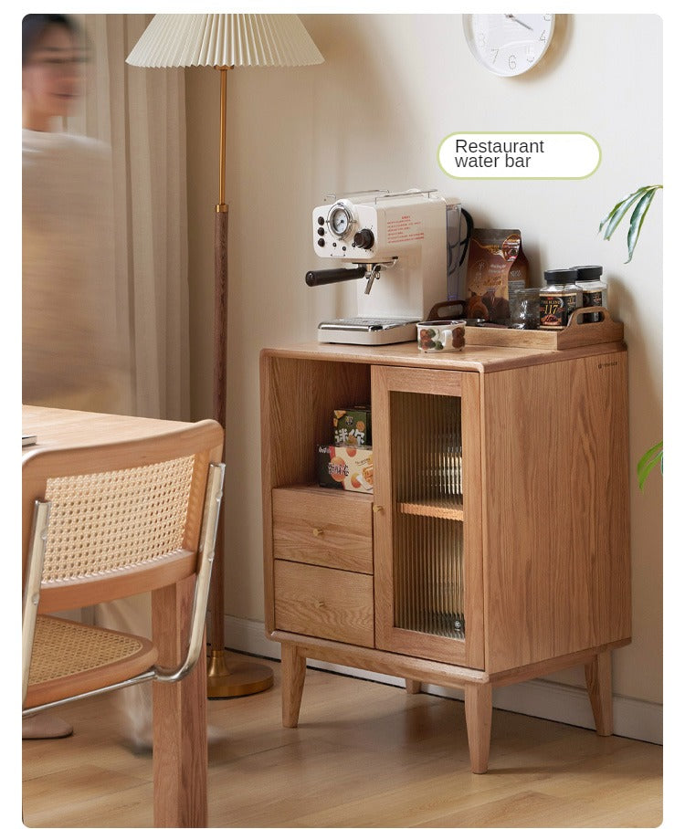 Rubberwood, Beech, Oak Solid Wood Nordic Side Cabinet