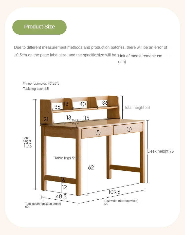 Beech Solid Wood Children's Study Desk