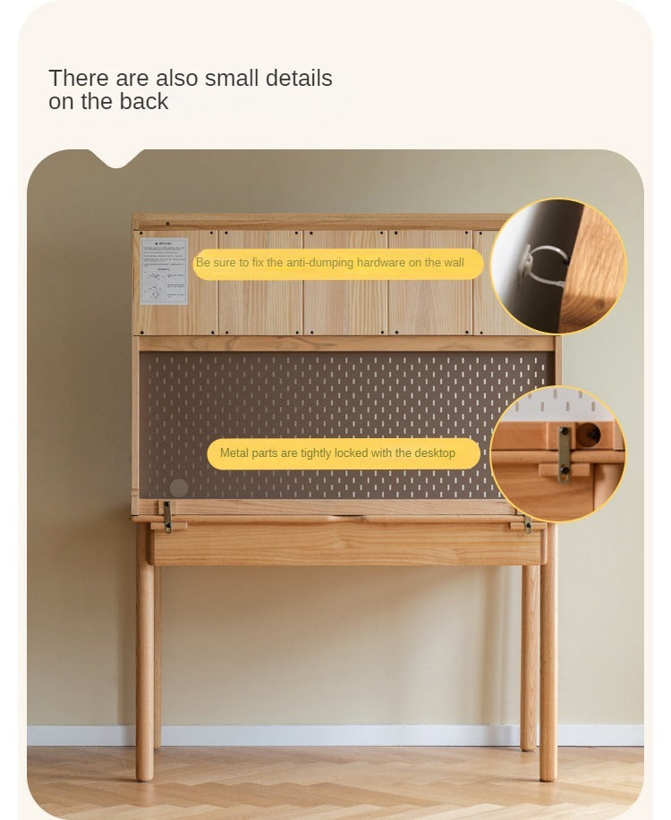 Oak, Beech Solid Wood Children's Ctudy Desk Bookshelf Integrated