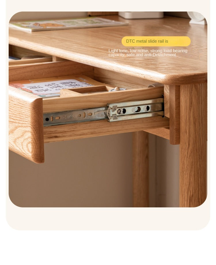 Oak, Beech Solid Wood Children's Ctudy Desk Bookshelf Integrated