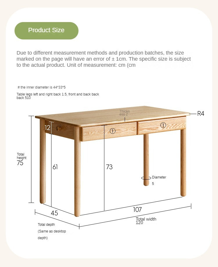 Oak, Beech Solid Wood Children's Ctudy Desk Bookshelf Integrated