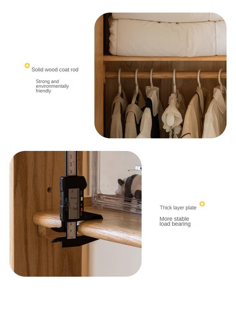 Oak Solid Wood Multi-functional Kids Wardrobe