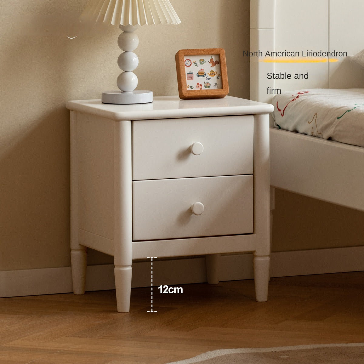 Poplar Solid Wood American White Kids Nightstand