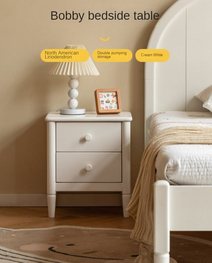 Poplar Solid Wood American White Kids Nightstand