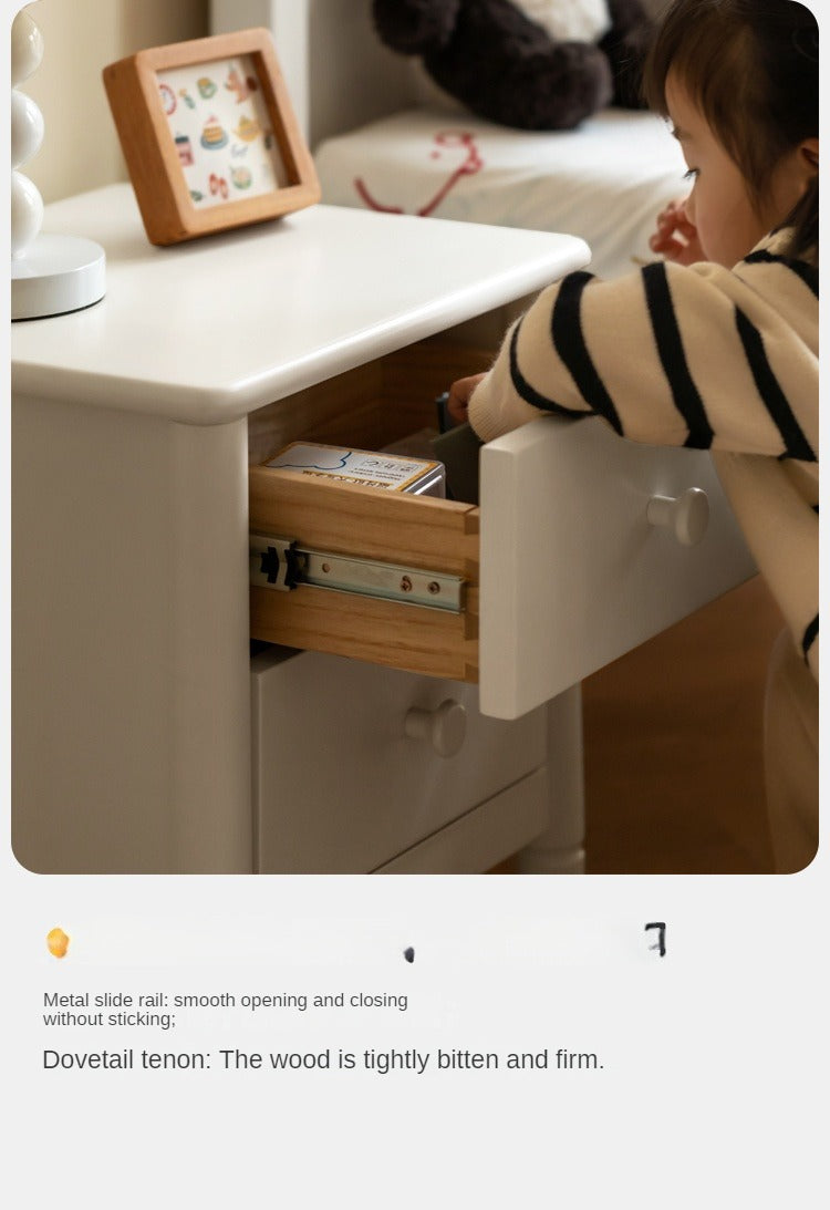 Poplar Solid Wood American White Kids Nightstand
