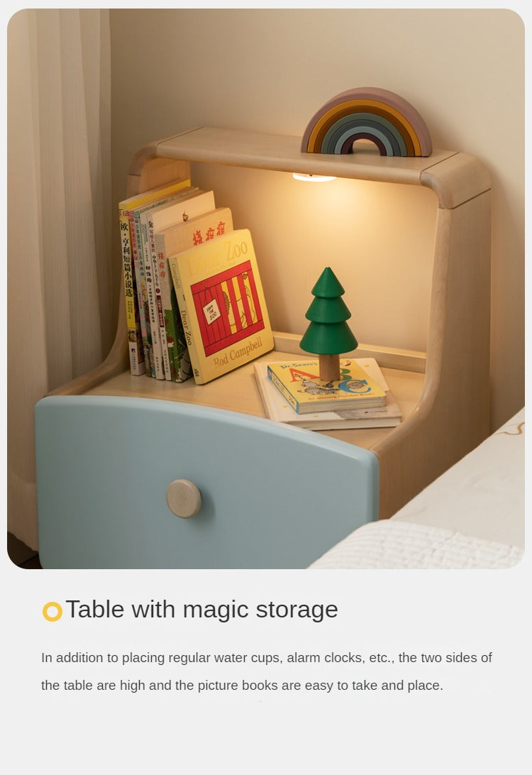 Birch, Beech Solid Wood Nightstand Built-in Night Light