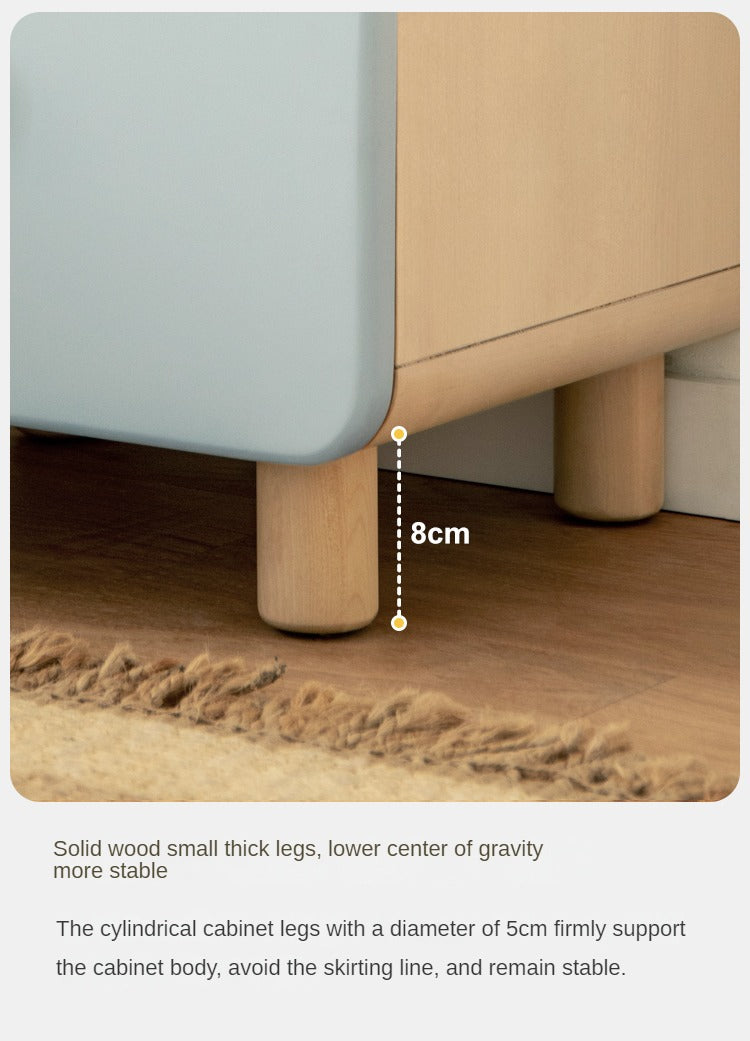 Birch, Beech Solid Wood Nightstand Built-in Night Light