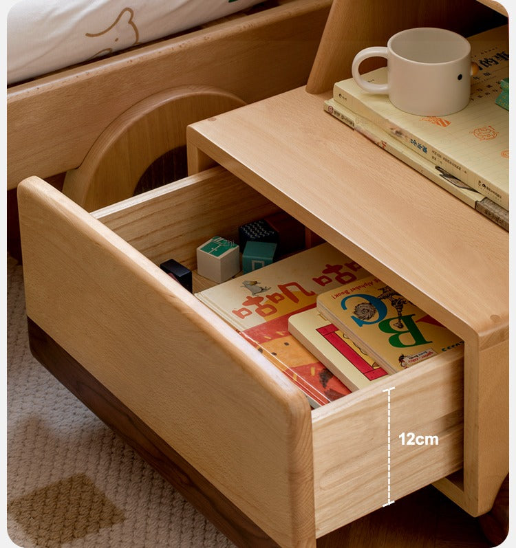 Beech Solid Wood Nightstand Car Cartoon