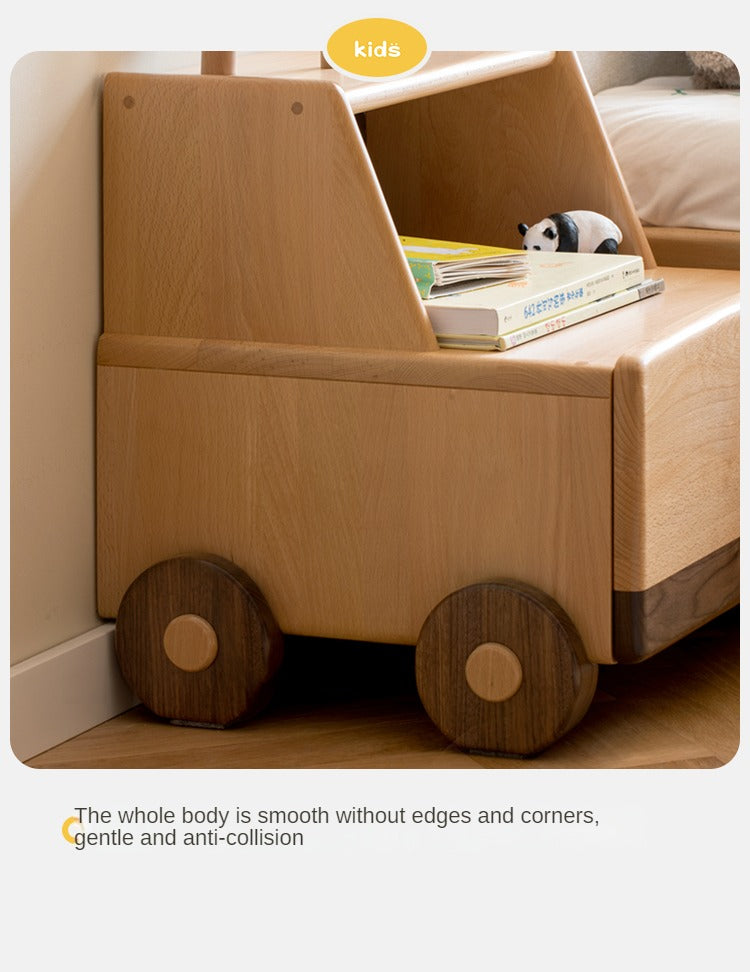 Beech Solid Wood Nightstand Car Cartoon