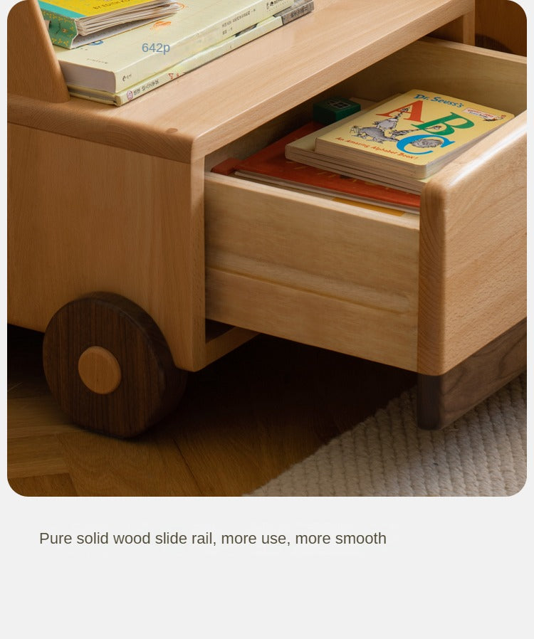 Beech Solid Wood Nightstand Car Cartoon