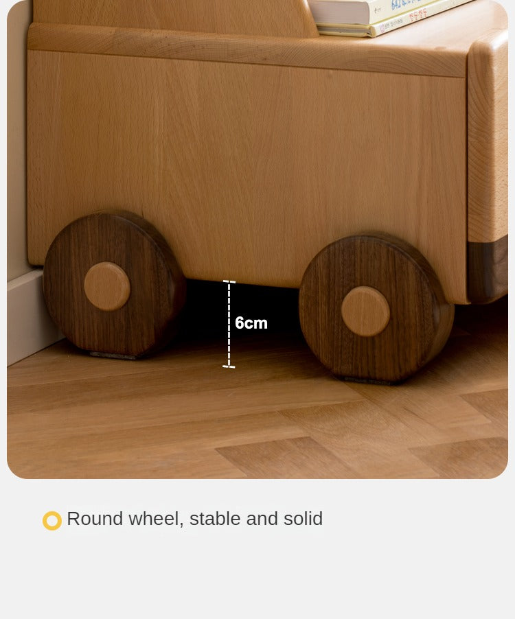 Beech Solid Wood Nightstand Car Cartoon