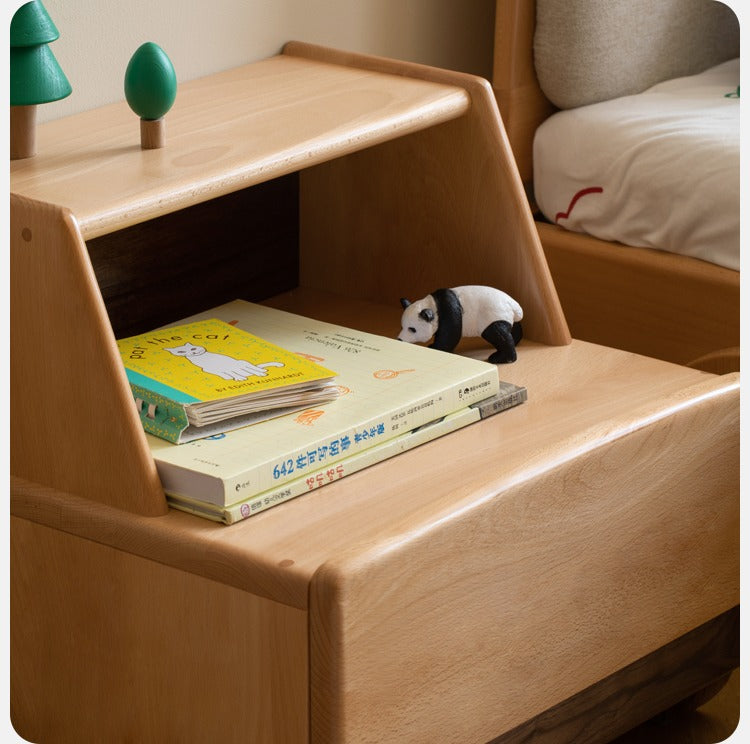Beech Solid Wood Nightstand Car Cartoon